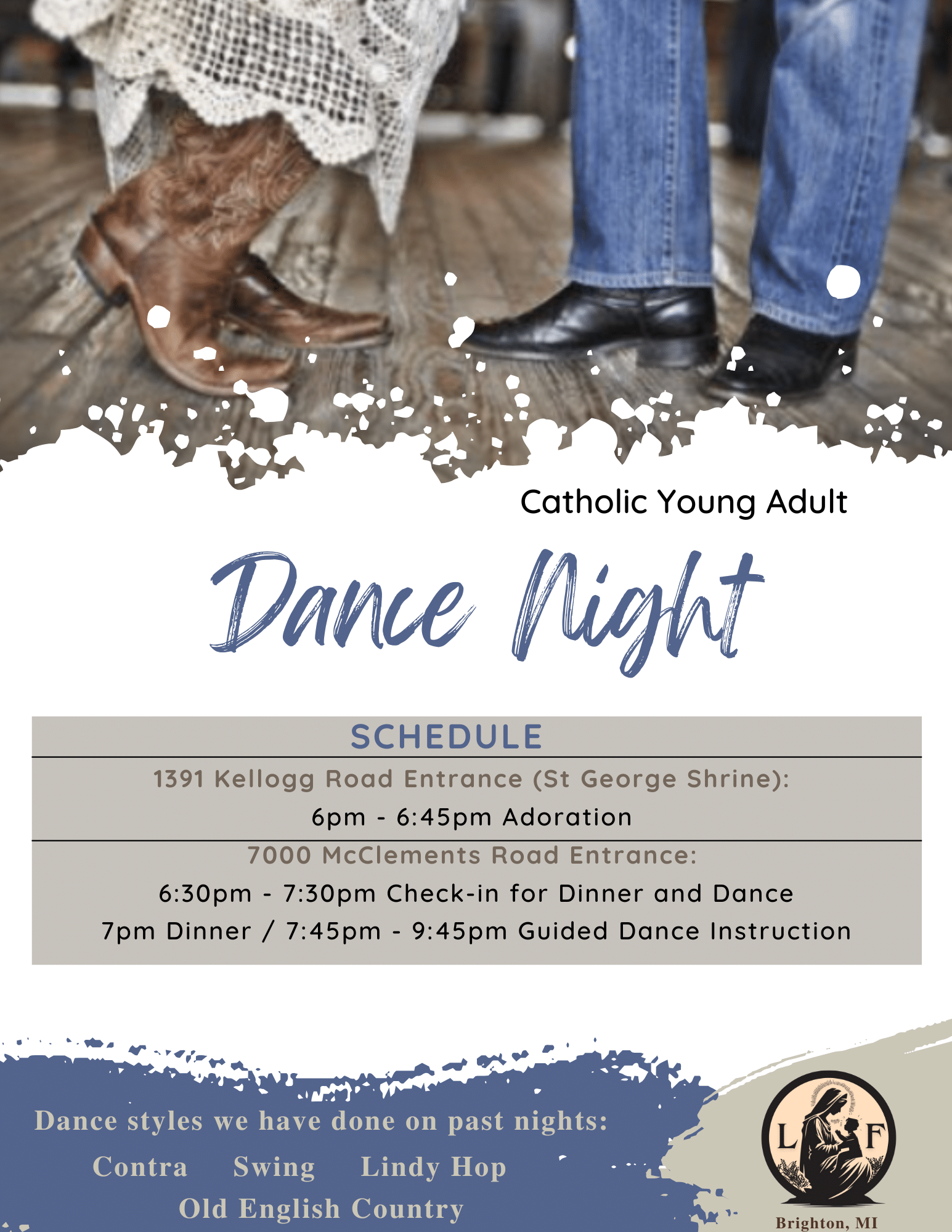 UltraCamp Catholic YA Dance Night Flyer with Registration Instructions